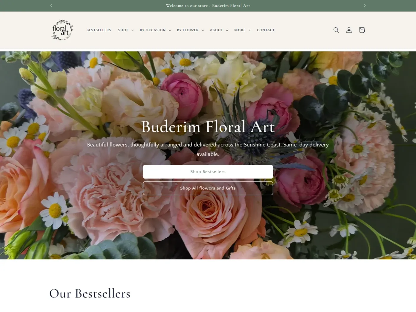 Buderim Floral Art website, desktop view