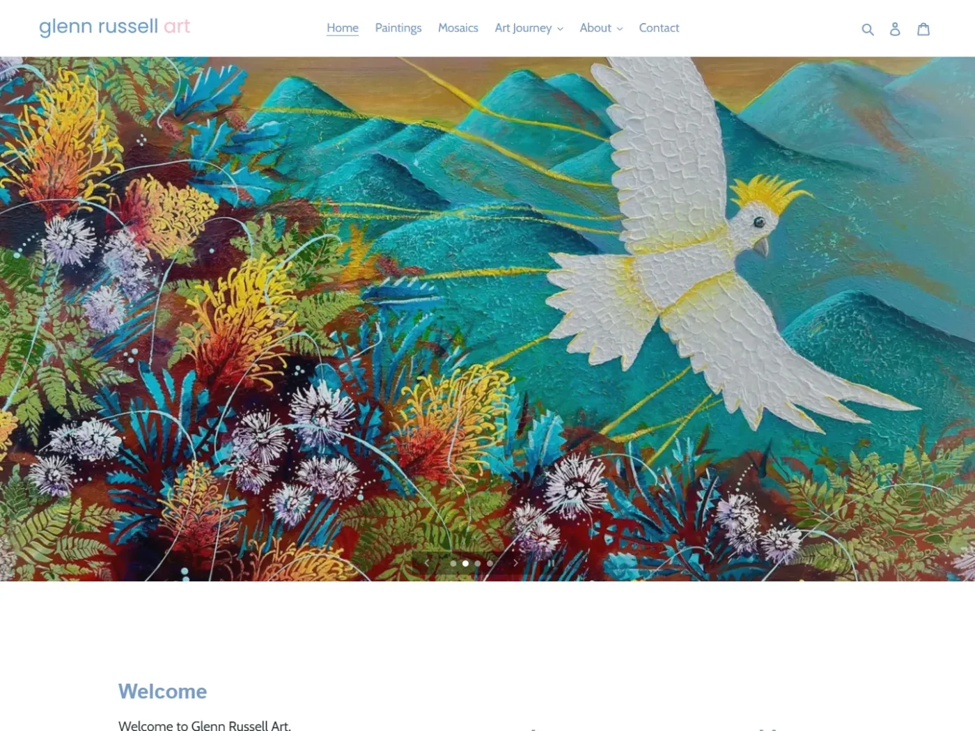 Glenn Russell Art website, desktop view