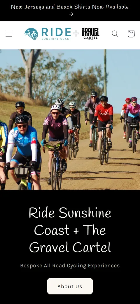 Ride Sunshine Coast and The Gravel Cartel website, mobile view