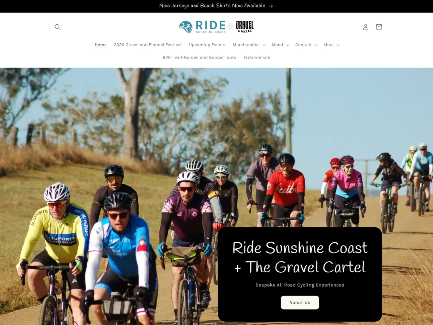 Ride Sunshine Coast and The Gravel Cartel website, desktop view